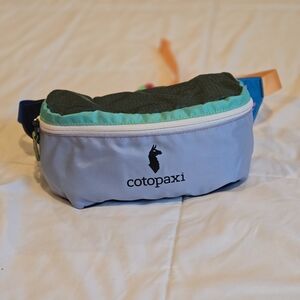 cotopaxi Lavender Waist Pack with Teal Trim and Dark Green Top